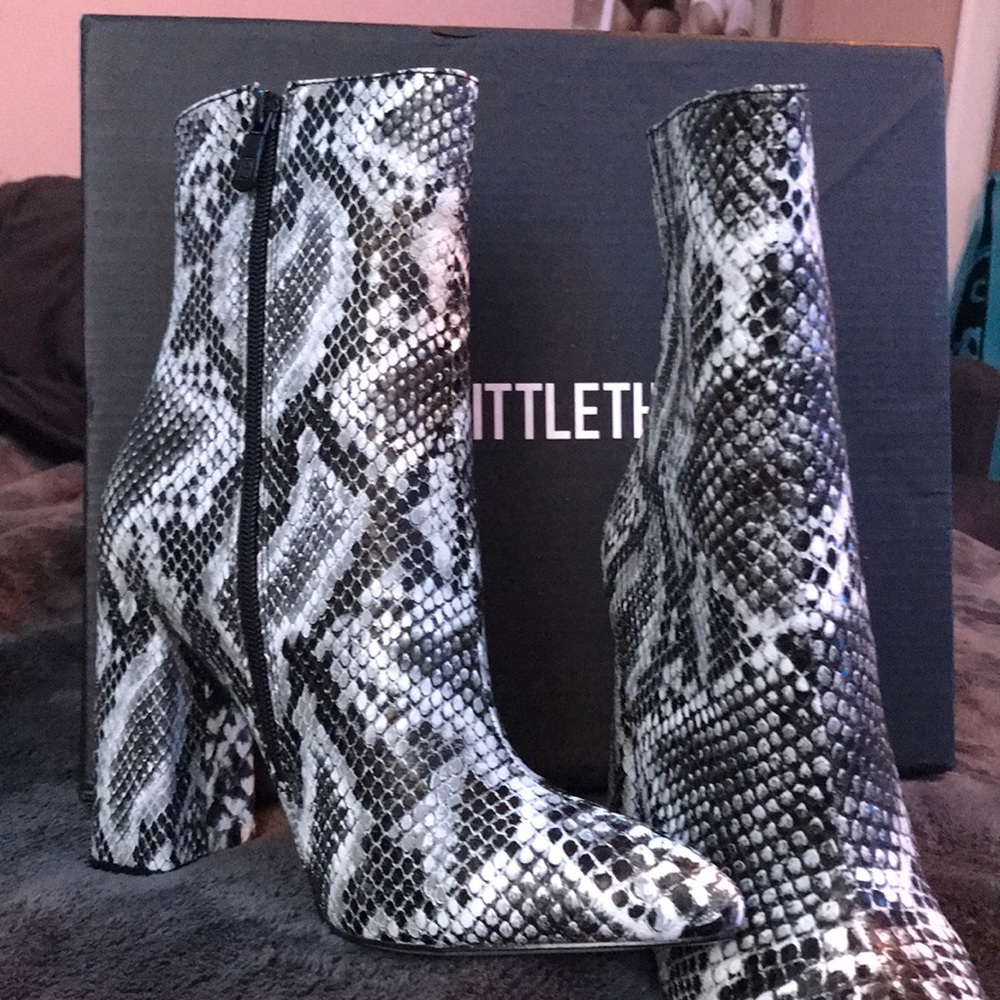 Snakeskin booties